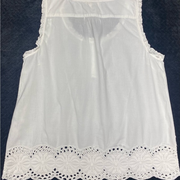 St. Tropez White Ruffled Embellished Tank Top W Med. BEACH TROPICAL ISLAND - Picture 9 of 11